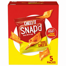 Cheez-It Snap'd Double Cheese Cheesy Baked Chips, Crispy Thin Snack Crackers, Double Cheese Flavor, Convenient Lunch and On-the-Go Snacks, 5 Count Multipack