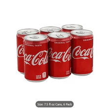 Coca-Cola Soda Soft Drinks, 7.5 fl oz, 6 Pack - Classic Cola Soft Drink, Mini Soda Cans