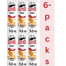 Pizza Flavored Crispy Potato Chips, 6 Pack, 5.5 oz Canisters, Crunchy Potato Snack Chips, Bulk Family Snack Bundle, Party & Picnic Snacks