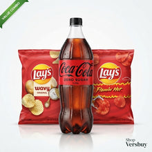 Coca-Cola Zero Sugar Soda & 2 pack Lay's Wavy Original Potato Chips Combo Pack – 1.25 Liter Bottle with 7.75 oz Snack Bag