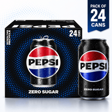 PEPSI Zero Sugar Cola Soda, 12 fl oz Cans, Pack of 24, Zero Sugar Soft Drink, Carbonated Cola Beverage