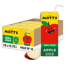 Mott's 100% Apple Juice, 6.75 fl oz Juice Boxes (Pack of 16)