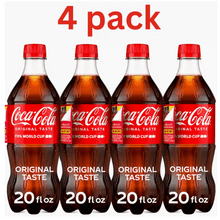 (4 Pack) Coca-Cola Soda Pop Bottle, 20 fl oz