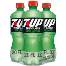Lime Lemon Soda 7UP Caffeine Free Zero Sugar Soda Pop, 20 fl oz, 3 Bottels