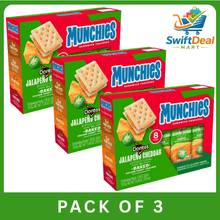 Jalapeño Cheddar Sandwich Crackers 8 Pack – 3 Pack Bundle | Spicy Cheese Filled Crunchy Snack Packs