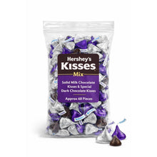 Hershey.sKisses Assorted Milk & Dark Chocolate Candy Approx 60 Count of Solid Milk Chocolate in Silver Foils and Special Dark Chocolate Mildly Sweet Kisses Candy in Purple Foils Basket & Hunt Filler