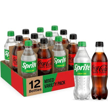 Coca-Cola Zero Sugar & Sprite Lemon-Lime Soft Drink Variety Pack, 12 Bottles, 16.9 fl oz Each, Mixed Soda Beverage Pack, Includes 6 Coca-Cola Zero Sugar & 6 Sprite Bottles