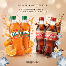Crush Caffeine Free Orange Soda Pop + Coca-Cola Vanilla Soda Pop, 20 fl oz, 4 Bottles