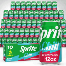 Sprite Lemon-Lime Caffeine Free Soda Pop Cans, (12 PACK) 10 CANS + 2 FREE, 18.00 lb IN TOTAL 12 CANS 12 OZ EACH