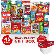 Snack Variety Gift Box, 45Count Assorted Snacks Care Package, Individual Chips, Crackers, Candy, Fruit Snacks & Granola Bars, Snack Box for Office, College, Military, Birthdays & Holidays