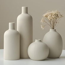 Modern Ceramic Vase Set 4 Piece Neutral Colors Decorative Home Beige — Complimentary Gift with $54+ Orders; If the Gift Is Out of Stock or Its Price Rises, Order Cancelled with Full Refund Before Shipment