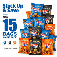 Chex Mix Variety Pack—featuring individually wrapped portions in multiple flavors—is the perfect choice to add some fun to any party. This snack mix includes Corn Chex, Wheat Chex, breadsticks, pretzels, rye chips