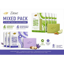 Dove Plant Milk Collection Mixed Pack Soap Bars – 8 Count Total (4 Almond Milk & Green Apple + 4 Macadamia Milk & Willow Lavender), Moisturizing Cleansing Bars, Sulfate-Free & Paraben-Free, 5 oz Each