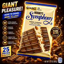Hershey's Symphony Chocolate Almond Toffee Giant Candy, Bar 7.37 oz, 25 Pieces