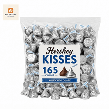 Pack of 2, Hersheys Milk Chocolate Kisses, 165 pcs each- Individually Wrapped Silver Foil Milk Chocolate Candy for Party Favors, Candy Buffets & Gifts