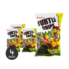 4 Packs ORION Turtle Chips Suitable for Korean Snack Lovers - Matcha Chocolate Flavor, Crispy Multi-Layer & Tortilla Chips, Allergen-Free Treats for Parties, Lunchboxes, -the- Snacking (No Common Allergens)