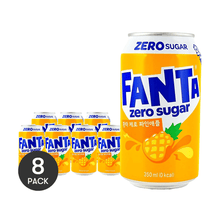 KOREA COCA COLA, 8 Packs, Korean Coca Cola Fanta Sugar Free Pineapple Soda, 11.8fl oz/Pack, Zero Sugar Zero Calorie, Tropical Twist