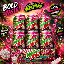 Dragon Fruit Flavor Mountain Dew Soda Cans, Refreshing Fizzy Soft Drink, Tropical Fruit Taste for Parties, Meals & Chilled Refreshment pack of 6