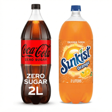Coca-Cola Zero Sugar & Sunkist Orange Soda Variety Bundle – 2-Liter Bottles (2-Bottle Set)