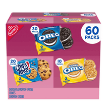 Nabisco Sweet Treats Variety Pack 60 Count, Assorted Cookie and Cracker Snack Packs Featuring OREO, Chips Ahoy!, Nutter Butter, and More, Convenient Individually Wrapped Snack Packs for Freshness and Portability, Perfect for School Lunches