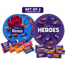 Cadbury Roses & Heroes Chocolate Tins Set of 2 – Assorted Milk Chocolate Candy Collection, Variety of Individually Wrapped Chocolates, Perfect for Sharing, Parties, Gifts, Holidays & Special Occasions – 2 Assorted Tins