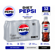 Diet Pepsi Soda, 16.9 oz Bottles, 12 Count