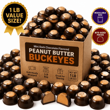 Mini Dark Chocolate Flavored Peanut Butter Buckeyes, Bite-Sized Candy, 1 Lb Bag