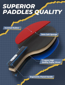 Glymnis Ping Pong Paddles Set of 4/2, Table Tennis Rackets Set and Balls — Complimentary Gift with $62+ Orders; If the Gift Is Out of Stock or Its Price Rises, Order Cancelled with Full Refund Before Shipment