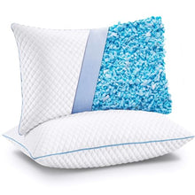 Cooling Shredded Memory Foam Bed Pillows Queen Size Set of 2 White — Complimentary Gift with $84+ Orders; If the Gift Is Out of Stock or Its Price Rises, Order Cancelled with Full Refund Before Shipment