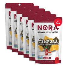 Seaweed Snacks, Tempura Seaweed Snack, Sriracha Flavor, Sriracha, Pack of 6, Crispy, Spicy, Light and Crunchy Asian Snack, gluten-free, Nori Sheets Snack Strips, Enjoy Any Time of Day, Great Flavor, 40g Pouch