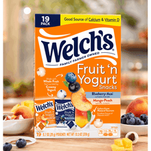 Welch's Fruit 'N Yogurt 19 Pack Variety Pack – Blueberry Acai & Mango Peach Soft Fruit Snacks, Creamy Yogurt Covered Chewy Bites, Family Snack Pack, Lunchbox Treat, Grab-and-Go Snack