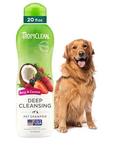 TropiClean Deodorizing Dog Shampoo, Berry & Coconut Scent, 20oz — Complimentary Gift with $45+ Orders; If the Gift Is Out of Stock or Its Price Rises, Order Cancelled with Full Refund Before Shipment