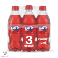 3-Bottle 12 oz Bundle Fanta Strawberry Flavored Soda Pop Bottles - Delicious Fruity Thirst-Quencher Beverage Set