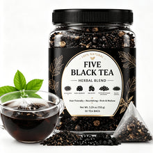"Five-Black" Tea-a Pure, Natural Herbal Blend Made From Black Rice, Black Soybeans, Mulberries, Black Goji Berries, And Black Sesame Seeds. This Nourishing Tea Is Beneficial for Hair Health, Featuring A Rich Grain Aroma And A Full-bodied Flavor