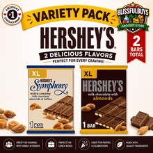 Hershey's Symphony Milk Chocolate with Almonds & Toffee and Milk Chocolate with Almonds XL Candy Bar Variety Pack