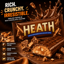 HEATH English Toffee Milk Chocolate Candy Bars, Rich Chocolate Coated Crunchy Toffee with Almond Pieces, Sweet Candy Snack for Parties, Movie Nights, Lunch Boxes, Office & Gifting