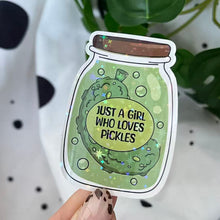 "Just a Girl Who Loves Pickles Sticker - Fun and Relatable Pickle-Themed Vinyl Sticker for Laptops, Notebooks, Water Bottles, Study Desks, Personal Spaces, and Kitchen Decor | Great for Pickle Lovers, Humor Fans, Food Enthusiasts, and Friends |