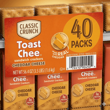 Cheddar Cheese Crackers Sandwich 40 Pack – Toasty Crackers with Cheese Filling 1.41 oz Individually Wrapped Snacks