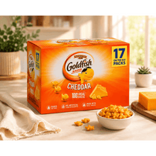 Cheddar Cheese Baked Snack Crackers, Crispy Crunchy Bite Size Savory Snack for School Office & Travel