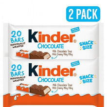 2 packs Kinder Chocolate, 20 Bars, Milk Chocolate Bar with Creamy Milky Filling, Individually Wrapped Candy, 8.8 oz Bag