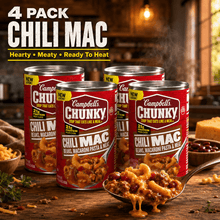 Chunky Chili Mac Soup, Ready to Eat Hearty Beef & Pasta Soup, Microwave or Stove Top, 4 Pack, 18.8 Oz