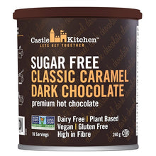 Castle Kitchen Sugar Free Classic Caramel Premium Dark Hot Chocolate Mix (8 oz) - Winter Favorite - Vegan, Dairy Free, Plant Based - Keto & Diabetic -