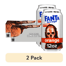(2 pack) Fanta Zero Sugar Orange Soda Pop Fridge Pack Cans, 12 fl oz, 12 Pack
