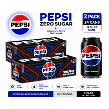 Pepsi Cola Zero Sugar Soda Pop, 12 fl oz, 12 Pack Cans (Pack of 2)