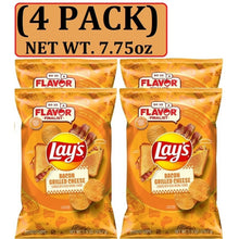 4 Pack Lay’s Bacon Grilled Cheese Flavored Potato Chips, 7.75 oz Each – Crispy Crunchy Potato Chips, Savory Bacon & Cheese Flavor, Party Snacks, Lunch & On-the-Go Snack Bags
