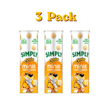 3 Pack A 3.625 oz bag of mini-sized crunchy corn snacks coated with a white cheddar cheese seasoning, delivering a light, crisp texture with a bold, savory cheese flavor.