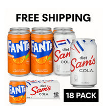 Fanta Orange Soda Pop 7.5 fl oz Mini Cans (6 Pack) + Diet Sam’s Cola 12 fl oz Cans (12 Pack) – Total 18 Pack Variety Soda Bundle, Naturally Flavored Orange & Diet Cola