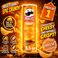 Pringles Cheddar Cheese Potato Crisps Chips, Lunch Snacks, 5.5 oz Canister