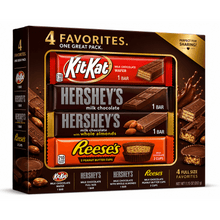 Chocolate Variety Pack – Kit Kat Milk Chocolate Wafer Bar, Hershey's Milk Chocolate Bar, Hershey's Milk Chocolate with Whole Almonds, Reese's Peanut Butter Cups, Full Size Assorted Candy Box, 4 Count