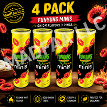 Flamin Hot Onion Rings flavored crunchy potato crisps and savory snack chips, convenient stackable canisters for lunch boxes school snacks office breaks road trips picnics movie nights game days and party tables, bold flavor inspired crispy snack food